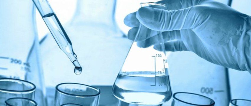 Water samples being tested in a lab